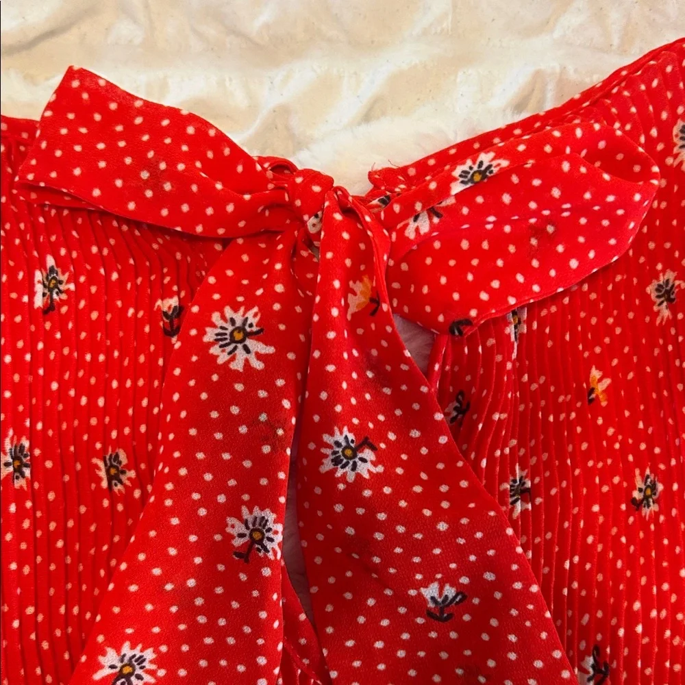 Zara Red Floral Peplum Blouse - Picture 6 of 7
